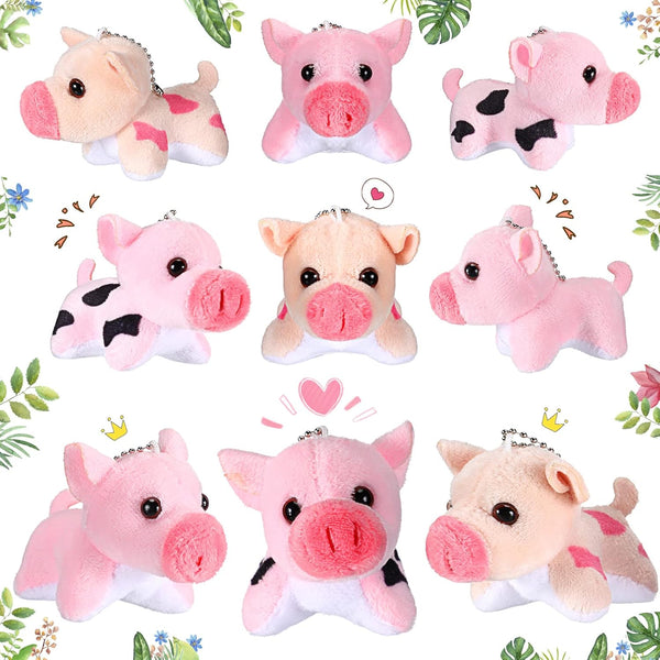 Stuffed Pig, 12 Pieces Assorted Plush Toy Figures for Holiday Party Favors, 3.2 x 3 Inch
