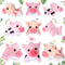 Stuffed Pig, 12 Pieces Assorted Plush Toy Figures for Holiday Party Favors, 3.2 x 3 Inch