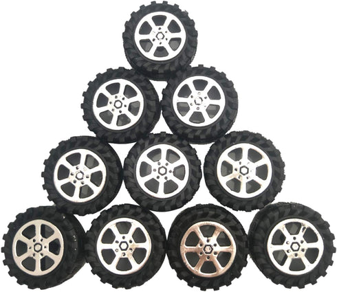 EUDAX 50pcs Plastic Roll 2mm Dia Shaft Toys Wheel & 25Pcs STEM Shaft Round Rod Axles for DIY Toy Models