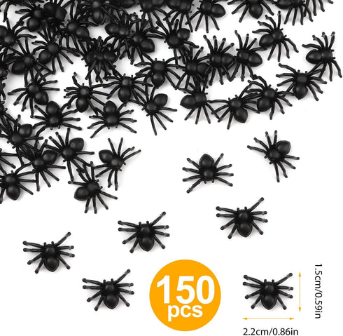 150pcs Realistic Spider Halloween Decorations - Scary Plastic Mini Spiders for Haunted House & Party Pranks