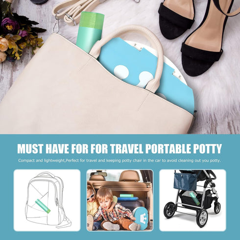 90 (18 20INCH) VISATOR Portable Travel Potty Chair Liners Bags Universal with Drawstring, PCS * (Green)
