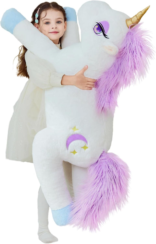 IKASA Giant Unicorn Stuffed Animal Plush Toy - 43" Jumbo Cute Fluffy Oversized Plushie, Gifts for Kids Girls