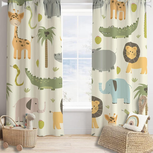 JADERYS Cartoon Blackout Curtains Cute Jungle Forest Animals Tree Colorful Kids Baby Bedroom