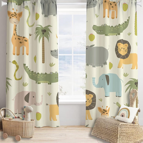 JADERYS Cartoon Blackout Curtains Cute Jungle Forest Animals Tree Colorful Kids Baby Bedroom
