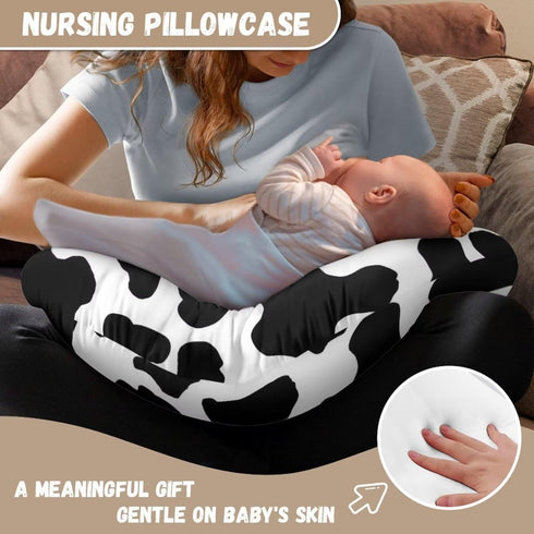 Nursing Pillow Cover Cow Print Breast Feeding Pillows for Babies Boys & Girls Soft Breathable Nursing Pillow Case U