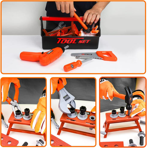 Set 4-6 Set TOY Life Kids Tool for Boy Ages with Belt, Toddler Tool with Drill, Kids Construction Toys, Learning Kit