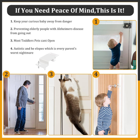 Child Safety Door Top Lock, TAMIDN Top Door Locks for Kids Safety Made of Durable Metal, Adjustable Child Locks