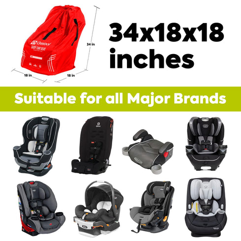 Infant Car Seat Travel Bag for Airplane - Durable Gate Check Bag for Car Seats that fits easily on Convertible Car