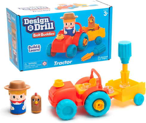 Educational Insights Design & Drill Bolt Buddies Tractor Take Apart Toy with Screwdriver Tool - Preschool STEM Gift