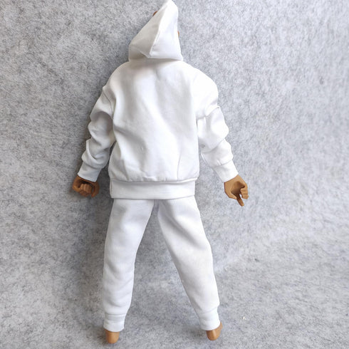 SSbeauty M 1/6 12" Custom Scale Man Oversized Hoodie + Trousers Pant Outfit for Male Action Figure Doll Clothes (White)