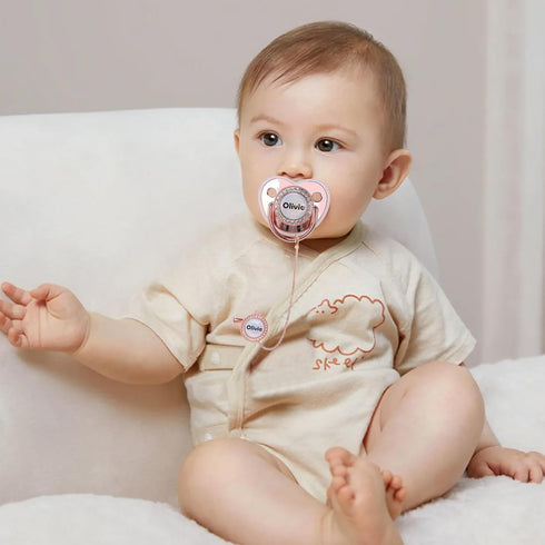 Set Dummy Custom Pacifier with Name, Bling Personalized Pacifier with Gift Box, Glitter Crystal Luxurious Soother Ideal