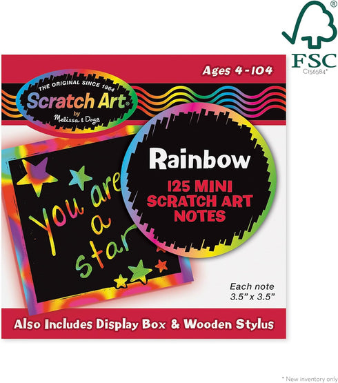 Melissa & Doug Scratch Art Rainbow Mini Notes, 125 with Wooden Stylus - FSC Certified