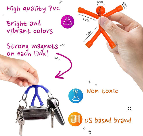 MAGMEN Magnetic Travel Toys - Stretchy, Fun, and Educational Fidget Toys for Kids and Adults, Pack of 10