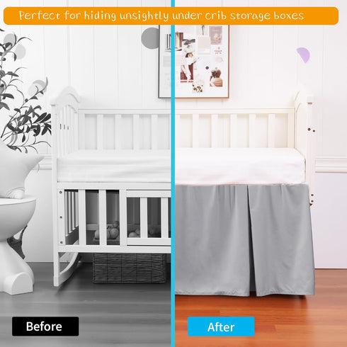 100% 28" 52" 14" Crib Bed Skirt Dust Ruffle Cotton - Natural, Soft, Breathable for Baby's Delicate Skin, Nursery