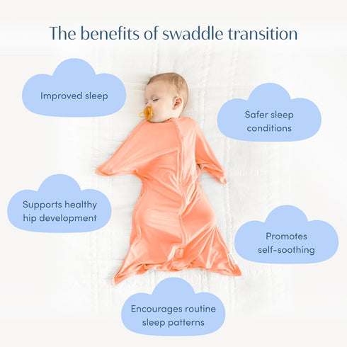 (4-8 SleepingBaby Bamboo Zipadee-Zip Transition Swaddle - EverSoft Starfish Design Breathable Wearable Blanket
