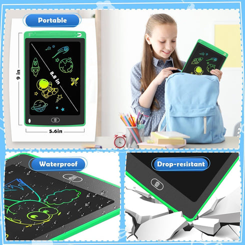 12 Pack 8.5 Inch 3 4 5 6 7 8 Party Favor LCD Writing Tablet for Kids, Colorful Drawing Doodle Board, Erasable Doodle