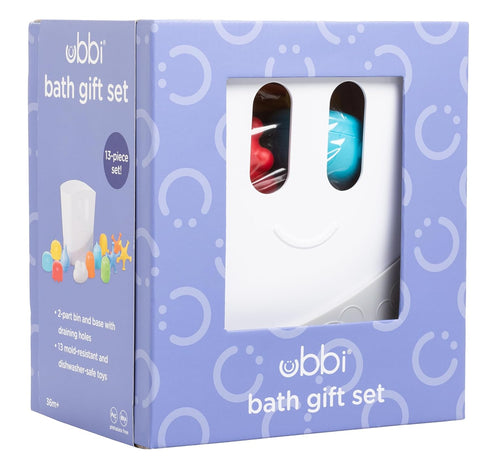 Ubbi Baby Bath Time Essential Gift Set, Includes Drying Bin and 11