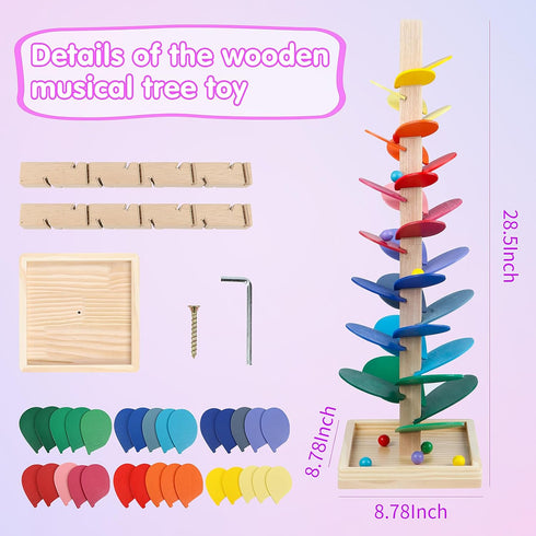 3+ 3+ Wooden Marble Run Update Wooden Music Tree for Kids Years Old,Ball Drop Toy Montessori Toys for Birthday Gifts