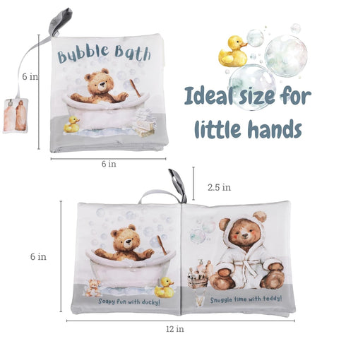 0-12 Tummy Ali+Oli Baby Cloth Book Soft Sensory Crinkle Book with Teether for Infants Months Early Learning Touch