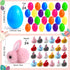 24 Pack LEASEN Easter Egg Fillers with Plush Bunny Toys Inside, Easter Eggs Filled with Plush Toys Inside, Mini Bunny