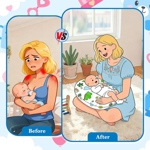 Tummy Nursing Pillow Ergonomic Breastfeeding & Bottle Feeding Support, Standard Size, Breathable with Washable Cover