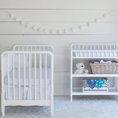 Chevron Blue/Grey Fitted Jersey Cotton Crib Sheet by Ziggy Baby