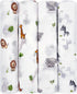 LMED Babyland 100% Muslin Cotton Swaddle Blankets, Pack of 4, 47 x 47 inches