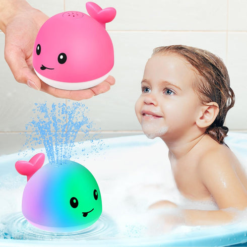Gigilli Baby Bath Toys, Girls Pool Toys Bath Fountain Water Table Spray Toy for 6-12 Months, Light Up Whale Sprinkler