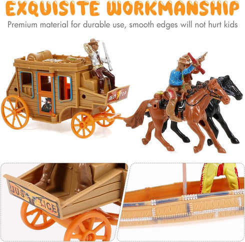Playset, NUOBESTY Cowboys and Indians Plastic Figures Wild West Cowboys and Indians Models for Miniature Sandbox