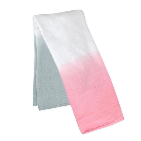 HonestBaby Organic Cotton Swaddle Blankets, Pink Gray Ombre, One Size