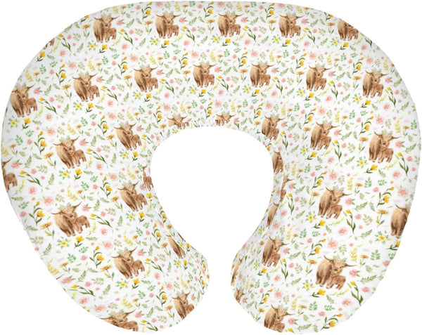 Highland Cows Boho Floral Baby Nursing Pillow Covers for Boy Girl Yak