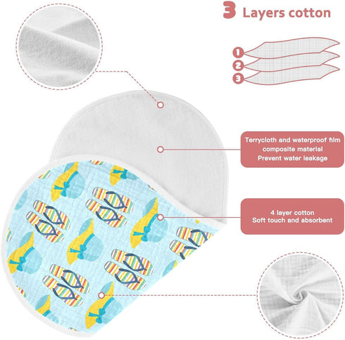 decor gift Summer 4 Pack 22x11in Cotton Muslin Burp Cloths Large Soft and Absorbent? Blue Flipflop Baby spit up Cloth