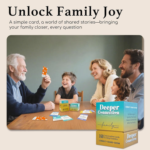 160 Conversation Cards, Family Edition, Meaningful Talk for Family Dinners, Perfect for Families, Adults, Teens, Kids