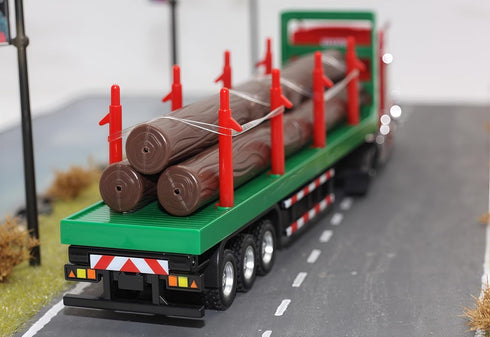 1:50 Gemini&Genius Timber Truck Toys for Kids, Heavy Duty Alloy Truck Timber Construction Vehicle, Scale Diecast
