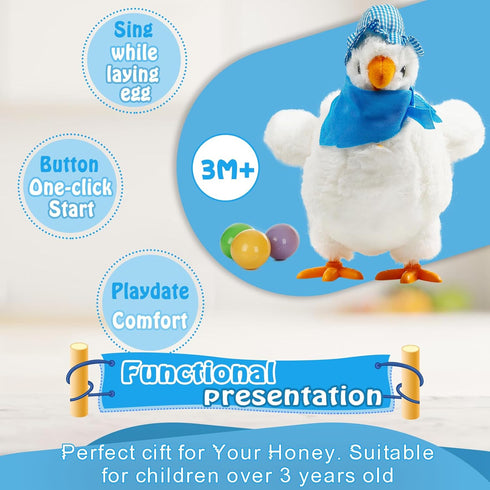Electric Egg Laying Chicken Plush Toy with Music for Easter Fun