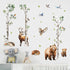 Mfault Forest Animal White Birch Tree Wall Decals Stickers, Woodland Bear Deer Hedgehog Owl Birds Baby Nursery Decor