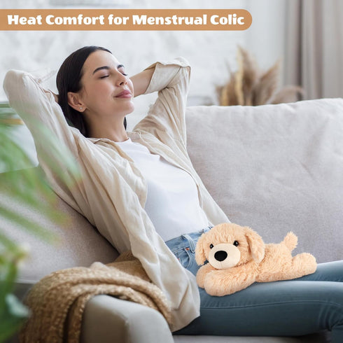 SuzziPals Heatable & Coolable Golden Retriever Stuffed Animal, Heating Pad Microwavable for Soothing & Relaxation