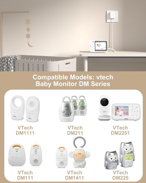 6V Power Cord for Vtech Baby Monitor, Compatible with DM221, DM223, DM251, Safe & Sound Audio Monitor