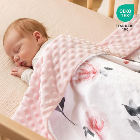 50x60 Inches, david's kids Micro Fleece Minky Baby Blanket for Girls with Double Layer and Soothing Raised Dots