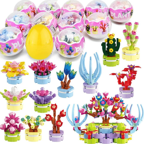 UMEELR 12Pcs Pre Filled Easter Eggs Kit, 12 in 1 Succulent Plants Building Blocks for Kids Easter Party