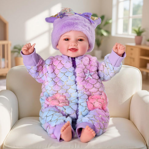 Girl-17inch 3+ BABESIDE Mermaid Baby Doll Realistic Soft Baby Dolls with Sparkling Mermaid Outfit & Accessories, Cute