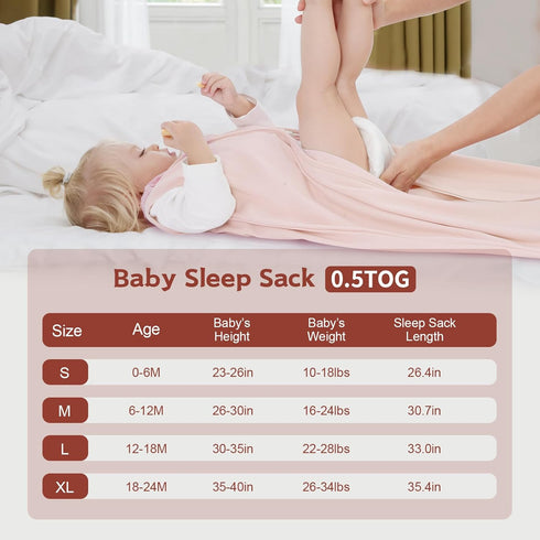 0-6 Months,100% 0.5 3 Pack 2-Way Baby Sleep Sack Cotton TOG Wearable Blanket for Newborn and Infant, Zipper Lightweight