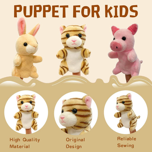 12Pcs Set, Finger Puppet Realistic Plush Animal Finger Puppets Role-Playing Story Finger Puppet Farm Animal Theme Soft