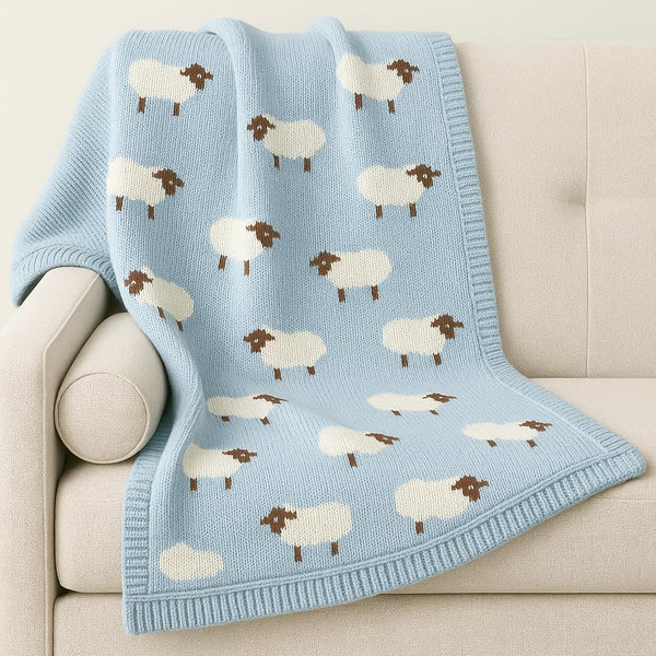 Cotton Baby Blanket Knit Soft Cozy Swaddle Receiving Blankets Toddler Infant Blanket