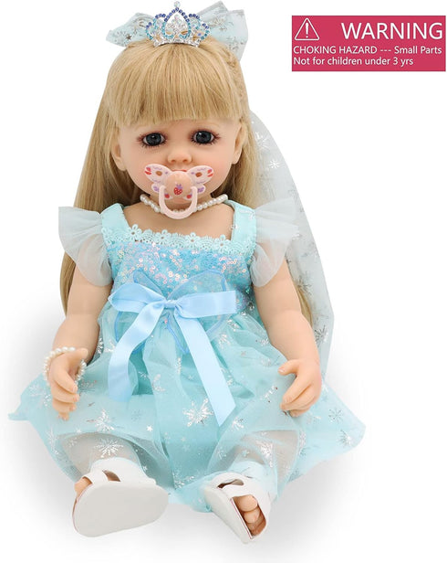 Realistic 22 Inch Reborn Baby Doll - Silicone Full Body American Girl, Weighted Soft Toy Birthday Gift Set for Over 3