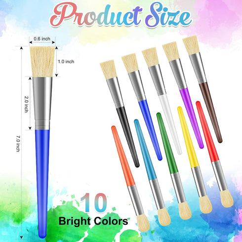 Paint Brushes for Kids, 10 Pcs Big Washable Chubby Toddler Paint Brushes, Easy to Clean & Grip for Acrylic Paint
