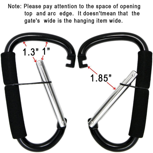 BanYakong Baby,2 Stroller Hooks by pcs Carabiner Stroller Hook Organizer for Hanging Purses, Diaper Bag, Shopping Bags.