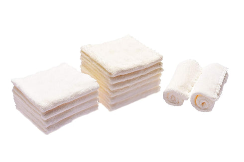 Kyapoo Baby Washcloths 12 Pack, 12x12 Inches Microfiber Coral Fleece for Newborns, Infants, and Toddlers - White
