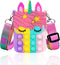 Civan Unicorn Pop It Purse Fidget Toy for Girls, Silicone Cartoon Bag for Kids, Sensory Popper Gift for Birthday