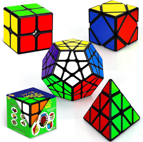 STEAM Life Speed Cube Set, 5 Pack Magic Cube Bundle for Kids & Adults, Includes 3x3, 2x2, Pyramid, Megaminx